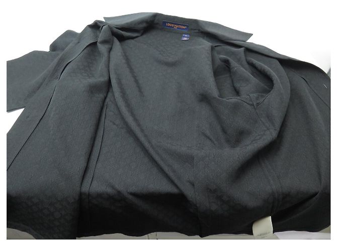 NUOVA CAMICIA LOUIS VUITTON MONOGRAM JACQUARD NERA TAGLIA 46 SETA E COTONE GONNA Nero - vista 7