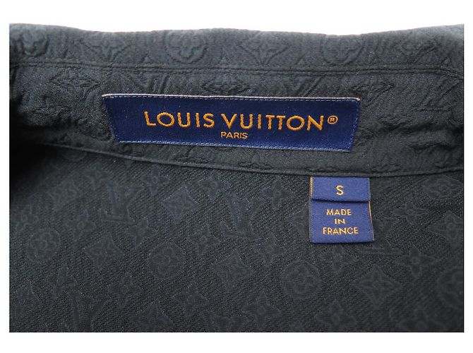 NUOVA CAMICIA LOUIS VUITTON MONOGRAM JACQUARD NERA TAGLIA 46 SETA E COTONE GONNA Nero - vista 8