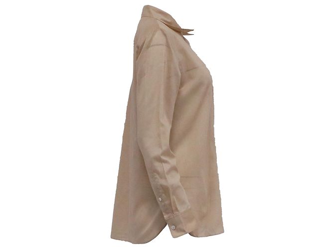Camicia con bottoni nascosti Theory in cotone beige - vista 3
