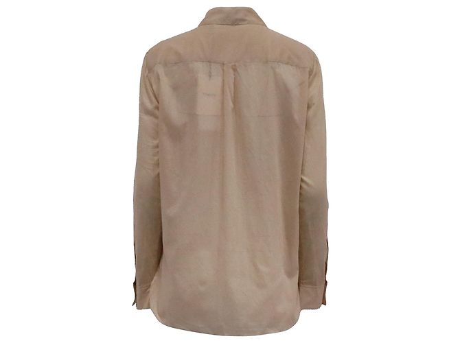 Camicia con bottoni nascosti Theory in cotone beige - vista 4