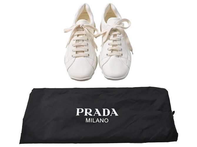 Sneakers Prada in pelle nappa avorio Bianco Crudo - vista 12