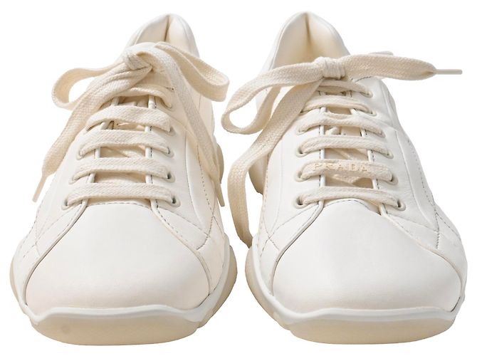 Sneakers Prada in pelle nappa avorio Bianco Crudo - vista 2