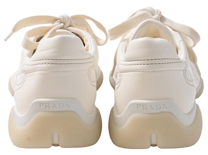 Sneakers Prada in pelle nappa avorio Bianco Crudo - vista 3
