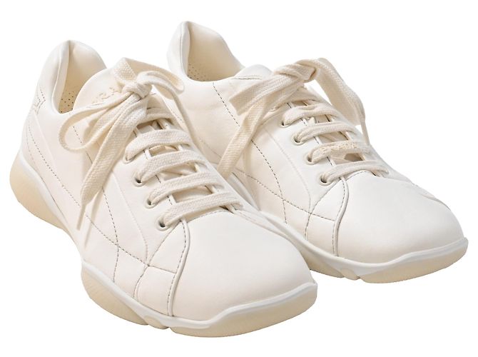 Sneakers Prada in pelle nappa avorio Bianco Crudo - vista 4