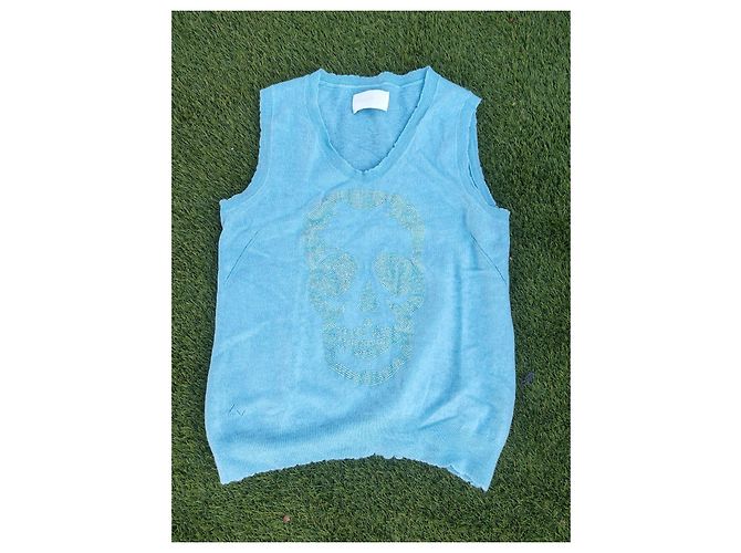 Zadig & Voltaire Skull Tank Top Türkis Wolle - Ansicht 4