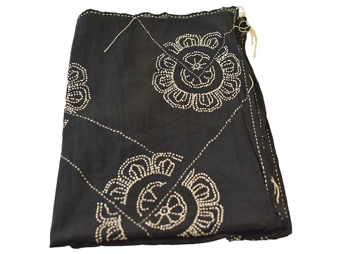Autre Marque Peachoo + Krejberg Sciarpa Lunga Nera Decorata – Design di Ricamo Floreale – Nuova con Etichette Nero - vista 2