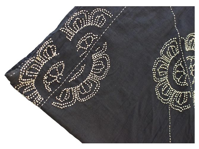 Autre Marque Peachoo + Krejberg Sciarpa Lunga Nera Decorata – Design di Ricamo Floreale – Nuova con Etichette Nero - vista 3