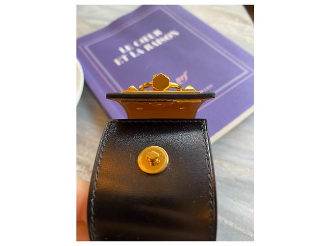 Bracciale Creneau Hermès in ottone placcato oro 18K con borchie Medor – Gioielli di design con certificato Nero - vista 3