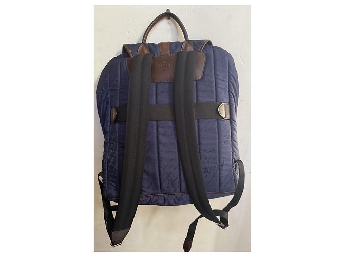 Berluti Zaino in Tela e Pelle Marrone scuro Blu navy - vista 3