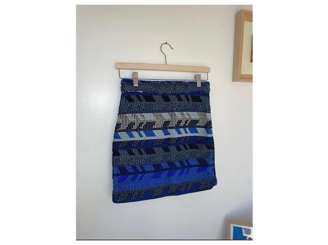 Falda Maje Jakarto azul de jacquard de algodón - vista 2