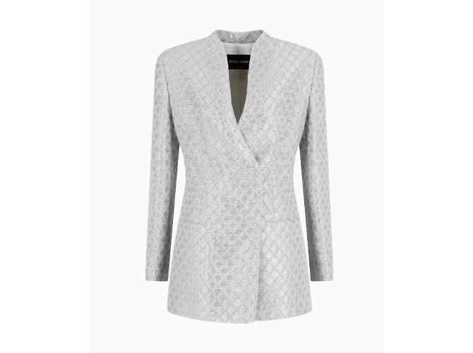 Giacca Giorgio Armani, modello Jacquard SS2025. Argento - vista 2