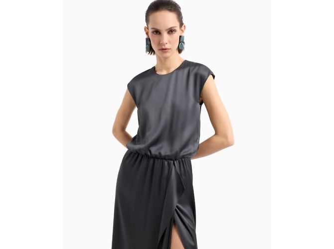 Abito da sera Giorgio Armani, modello Double Satin SS2024. Grigio - vista 2