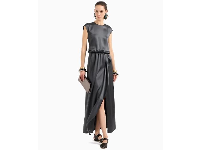 Abito da sera Giorgio Armani, modello Double Satin SS2024. Grigio - vista 3