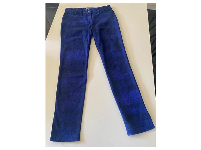 Chanel Vaqueros Azul Eléctrico y Negro Talla 38 Azul marino - vista 2