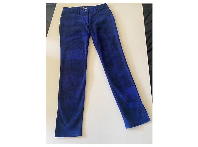 Chanel Vaqueros Azul Eléctrico y Negro Talla 38 Azul marino - vista 4