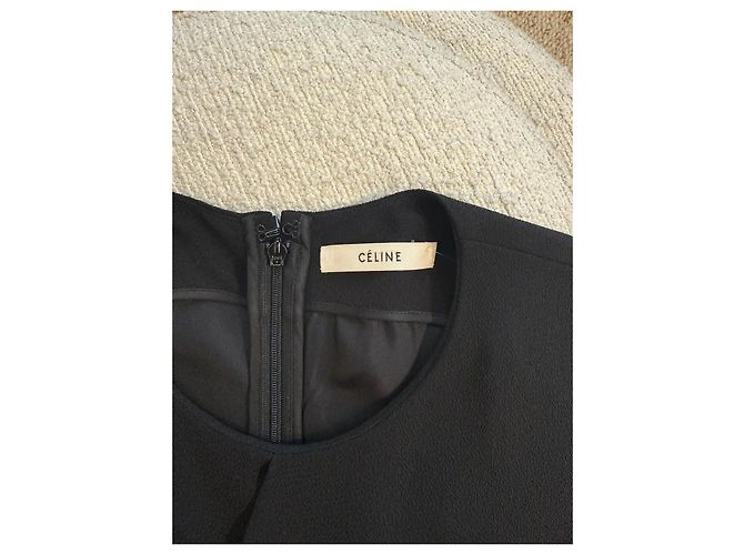 Céline Abendkleid, drapiertes Modell von Phoebe Philo. Schwarz - Ansicht 3