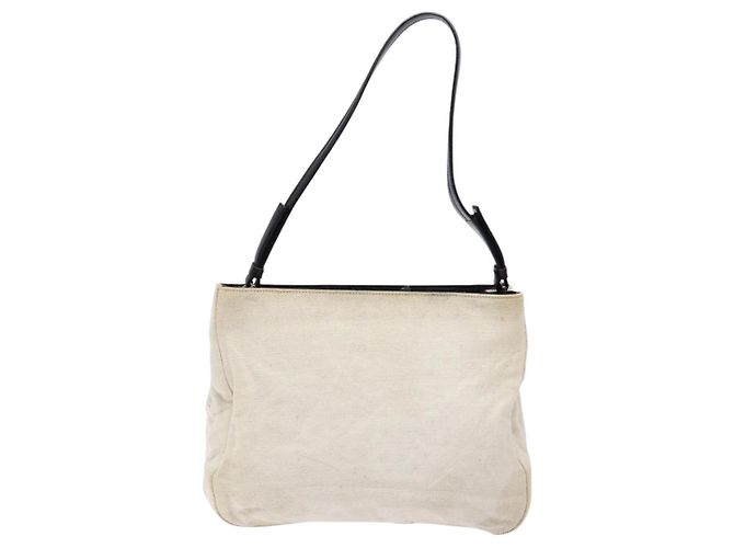PRADA Schultertasche aus Canvas Leder Silber Weiß Auth bs28706 - Ansicht 13