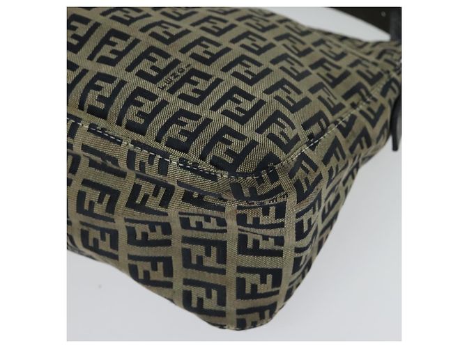 FENDI Zucchino Canvas Mamma Baguette Schultertasche Navy Silber Auth 138467 - Ansicht 14