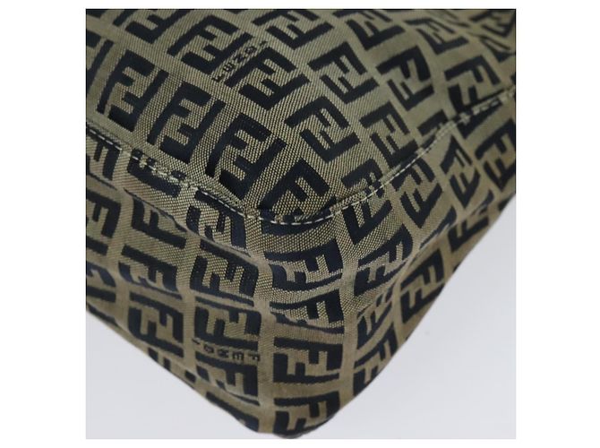 FENDI Zucchino Canvas Mamma Baguette Schultertasche Navy Silber Auth 138467 - Ansicht 16
