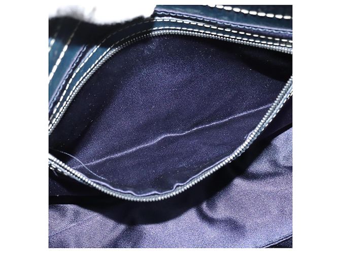 FENDI Zucchino Canvas Mamma Baguette Schultertasche Navy Silber Auth 138467 - Ansicht 20