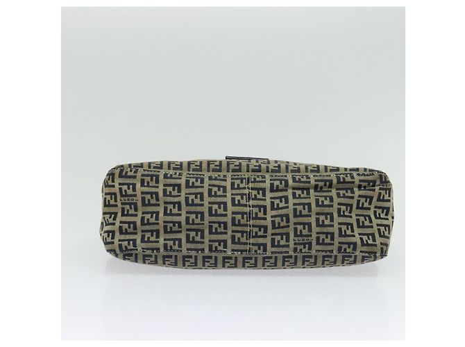 FENDI Zucchino Canvas Mamma Baguette Schultertasche Navy Silber Auth 138467 - Ansicht 5