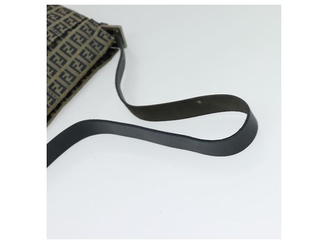 FENDI Zucchino Canvas Mamma Baguette Schultertasche Navy Silber Auth 138467 - Ansicht 7