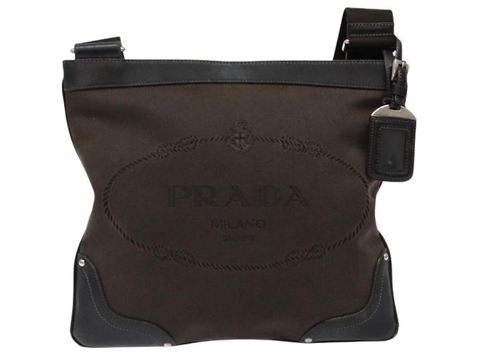 PRADA Schultertasche aus Canvas Leder Braun Silber Authentisch bs28705 - Ansicht 13