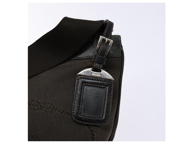 PRADA Schultertasche aus Canvas Leder Braun Silber Authentisch bs28705 - Ansicht 18