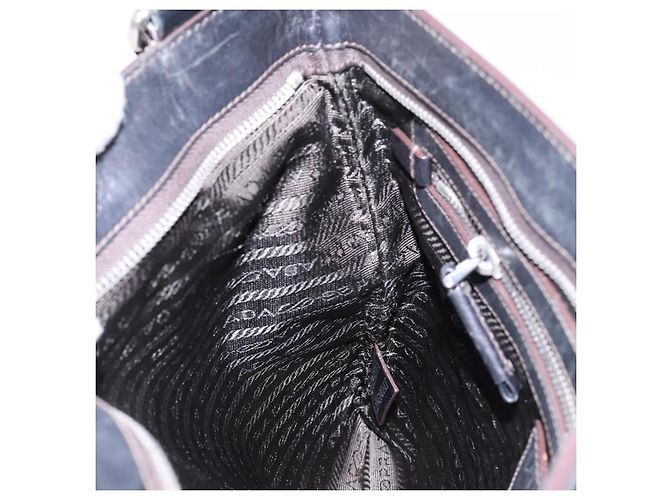 PRADA Schultertasche aus Canvas Leder Braun Silber Authentisch bs28705 - Ansicht 21