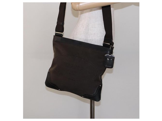 PRADA Schultertasche aus Canvas Leder Braun Silber Authentisch bs28705 - Ansicht 23