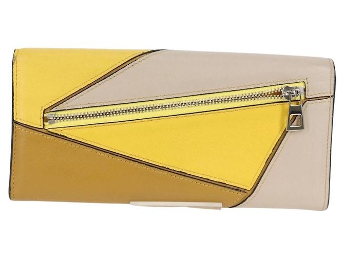 LOEWE Puzzle Anagram Long Wallet Pelle Gialla Auth 134883M Giallo - vista 2