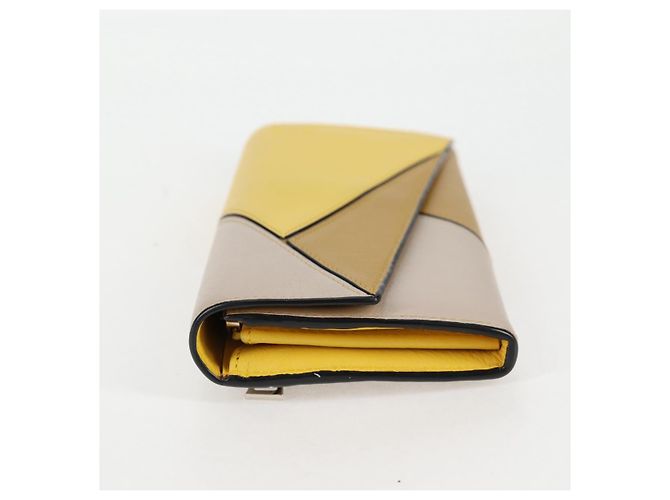 LOEWE Puzzle Anagram Long Wallet Pelle Gialla Auth 134883M Giallo - vista 3