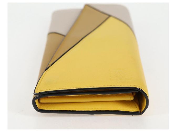 LOEWE Puzzle Anagram Long Wallet Pelle Gialla Auth 134883M Giallo - vista 4