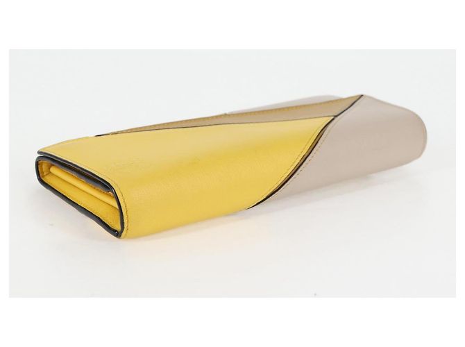 LOEWE Puzzle Anagram Long Wallet Pelle Gialla Auth 134883M Giallo - vista 5