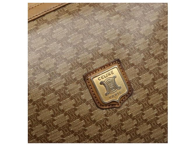 Céline Borsa a Spalla in Tela Macadam CELINE Beige Oro Auth ki5971 D'oro - vista 14