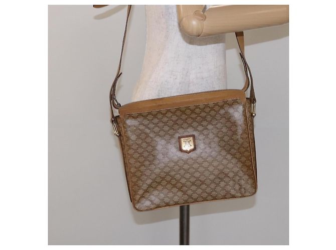Céline Borsa a Spalla in Tela Macadam CELINE Beige Oro Auth ki5971 D'oro - vista 24