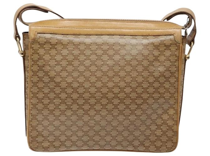 Céline Borsa a Spalla in Tela Macadam CELINE Beige Oro Auth ki5971 D'oro - vista 3