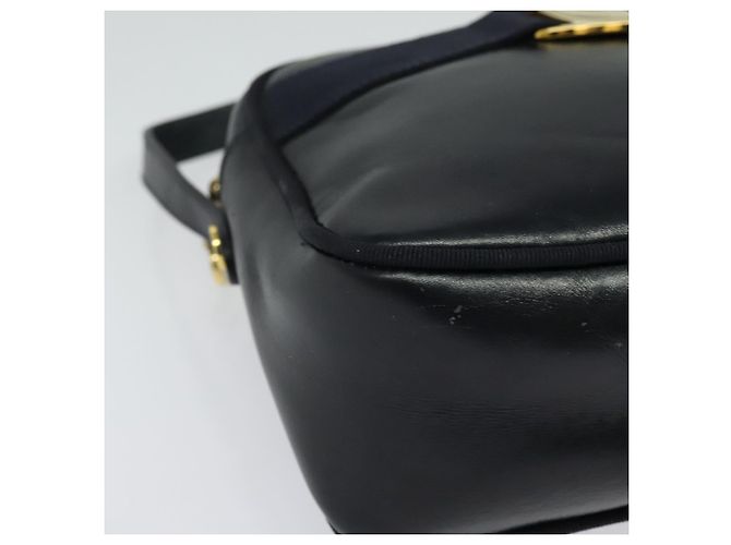 Bolso de Hombro Vala de Cuero Azul Marino y Oro Auth 138120 de Salvatore Ferragamo Dorado - vista 10