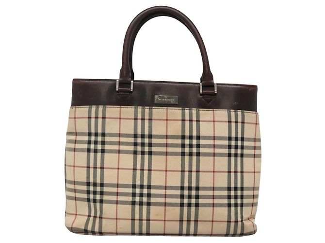 Burberry Nova Check Handtasche aus Canvas Beige Silber Authentisch 139256 - Ansicht 2