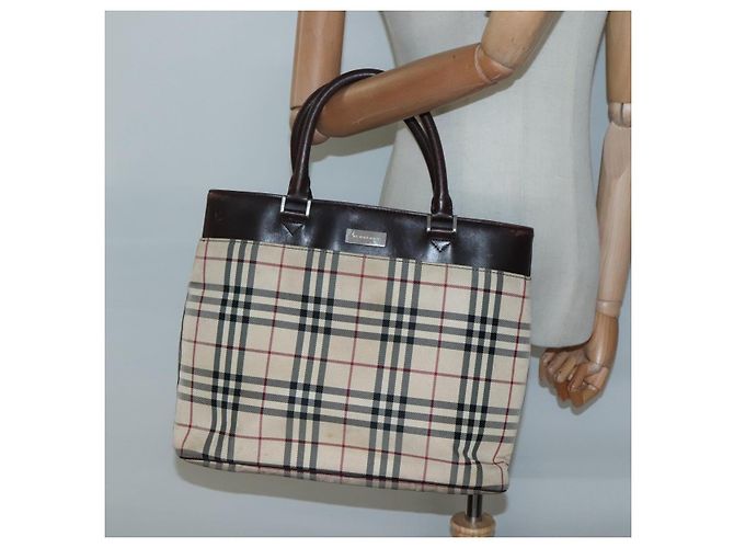 Burberry Nova Check Handtasche aus Canvas Beige Silber Authentisch 139256 - Ansicht 22