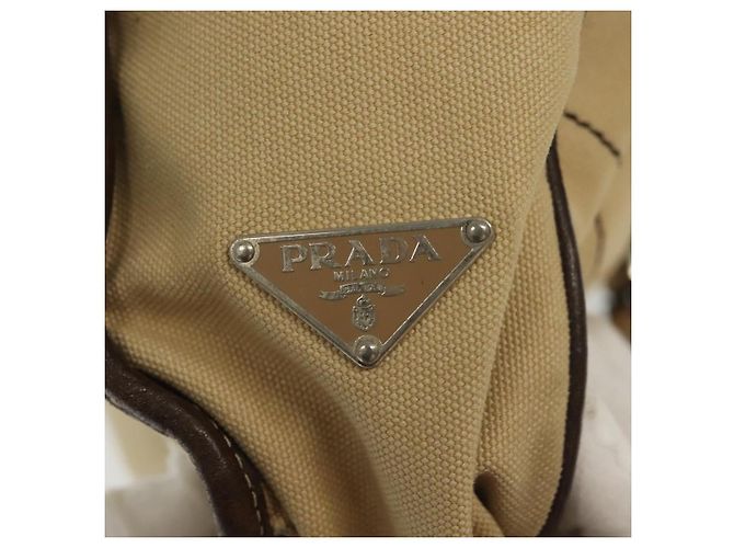PRADA Schultertasche aus Canvas Beige Silber Authentisch 133380 - Ansicht 14