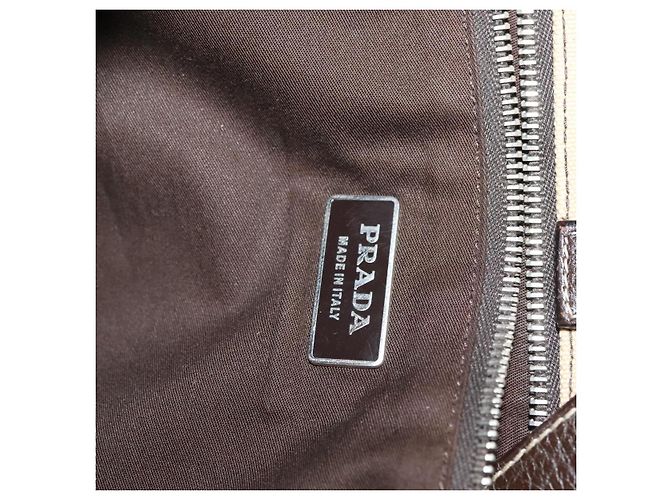 PRADA Schultertasche aus Canvas Beige Silber Authentisch 133380 - Ansicht 18
