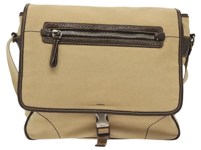 PRADA Schultertasche aus Canvas Beige Silber Authentisch 133380 - Ansicht 2