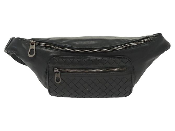 Autre Marque BORSO IN PELLE NERA INTRECCIATO BOTTEGA VENETA ARGENTO AUTH 137678 Nero - vista 2