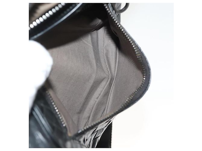 Autre Marque BORSO IN PELLE NERA INTRECCIATO BOTTEGA VENETA ARGENTO AUTH 137678 Nero - vista 20