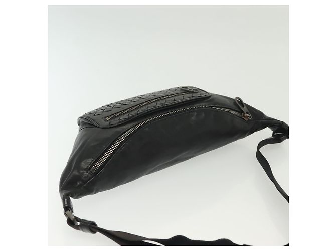 Autre Marque BORSO IN PELLE NERA INTRECCIATO BOTTEGA VENETA ARGENTO AUTH 137678 Nero - vista 6