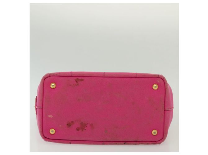 PRADA Canapa PM Bolso de mano de lona rosa dorado Auth bs28699 - vista 10