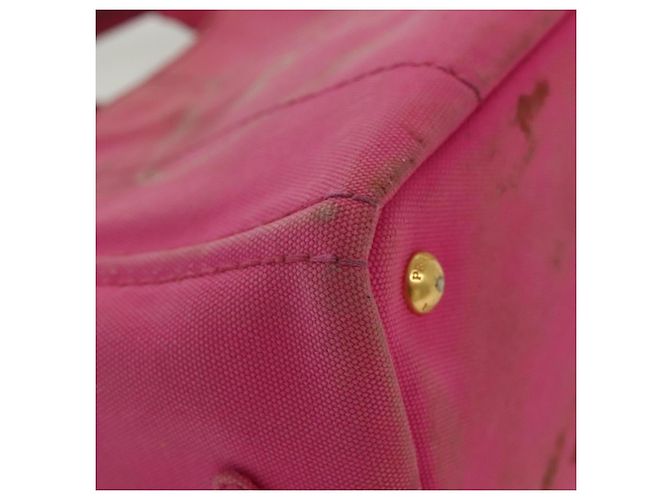 PRADA Canapa PM Bolso de mano de lona rosa dorado Auth bs28699 - vista 11