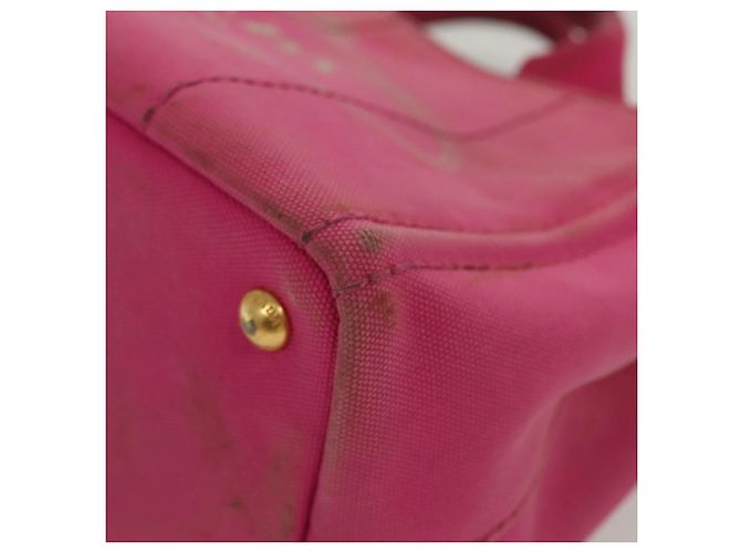 PRADA Canapa PM Bolso de mano de lona rosa dorado Auth bs28699 - vista 12