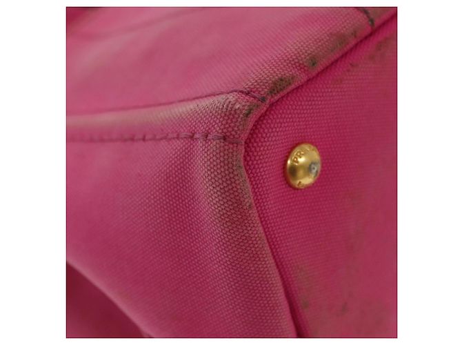PRADA Canapa PM Bolso de mano de lona rosa dorado Auth bs28699 - vista 13
